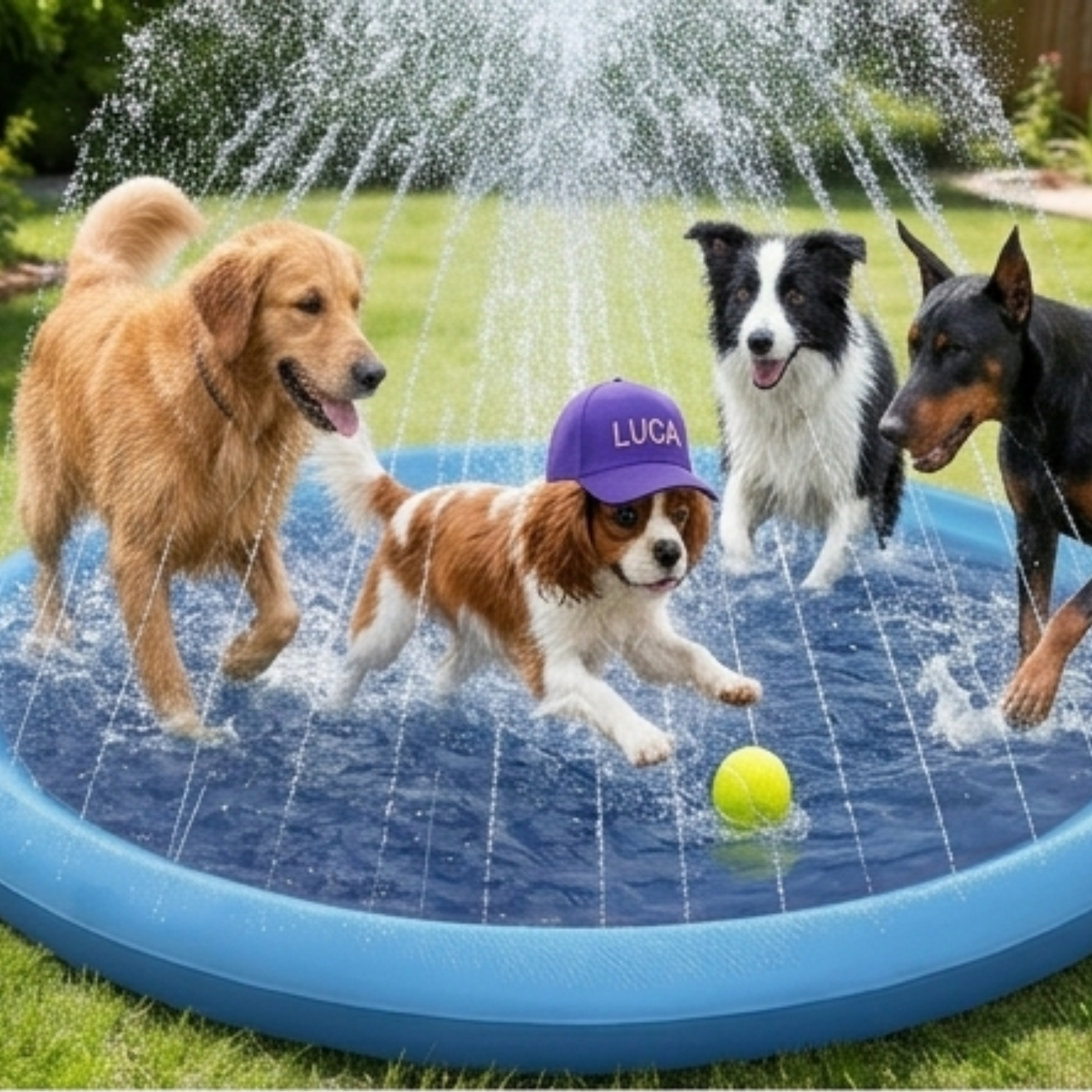 Piscina refrescante para perros con fuente de agua | Diversión y bienestar en verano