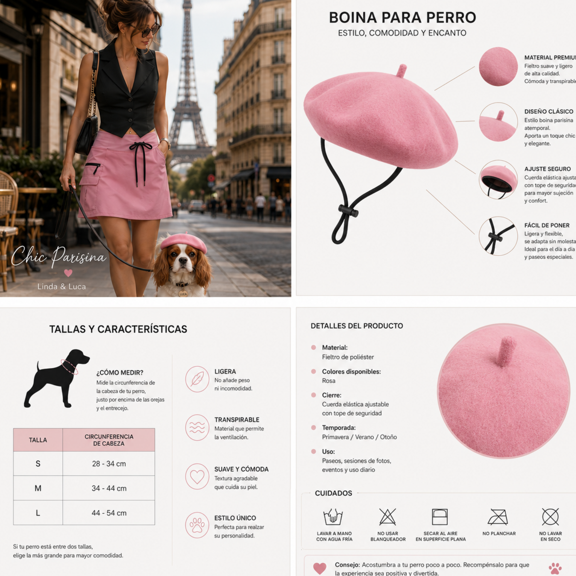 Kit Chic "Parisien Match": Blazer y Skort de Mujer con Boina Coordinada para Perro