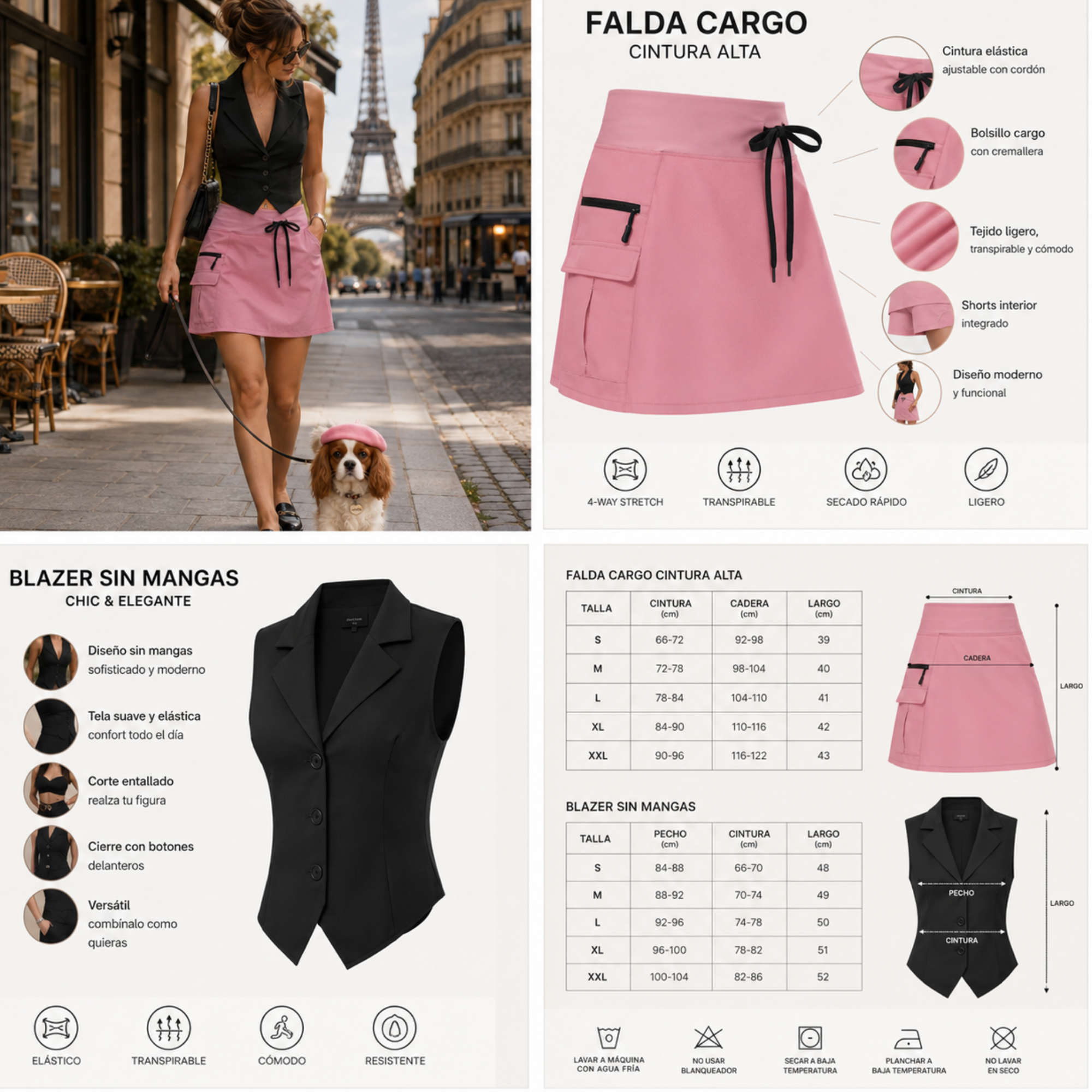 Kit Chic "Parisien Match": Blazer y Skort de Mujer con Boina Coordinada para Perro