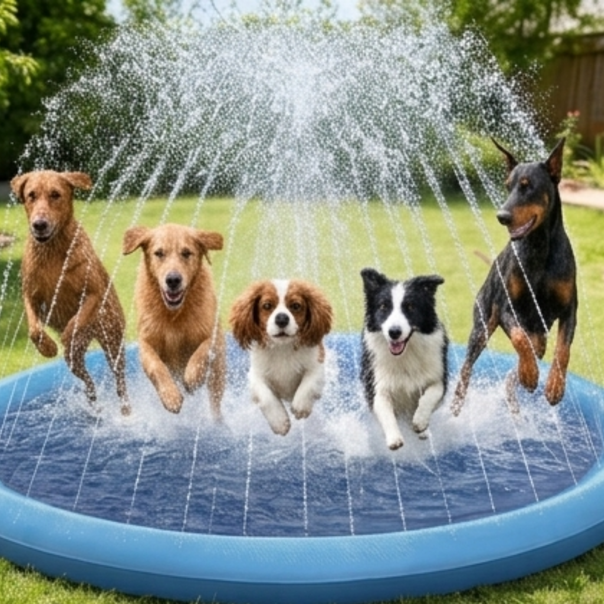 Piscina refrescante para perros con fuente de agua | Diversión y bienestar en verano